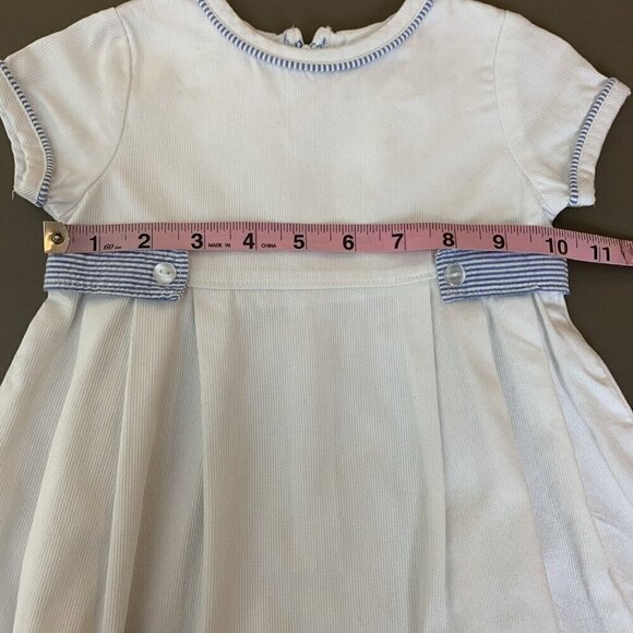 Little Me Short Sleeve Dress White Blue Seersucker Classic Girls 9 Months - Picture 13 of 15